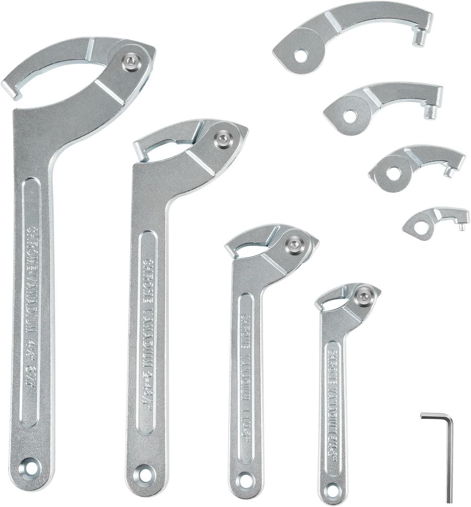 Adjustable Pin Spanner Wrench Tool Set 8 Pack Coilover Hook Wrenches for Collar