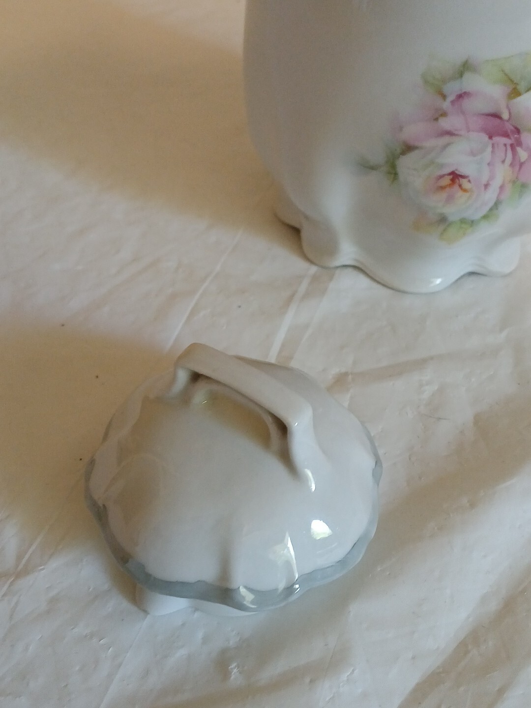 Vintage Porcelain Hand Painted Hot Chocolate Pot Germany Pink Roses 9"