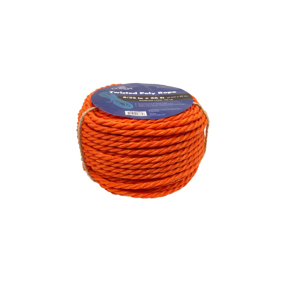 Corda 5/32in x 66ft twisted poly rope (2-PACK)