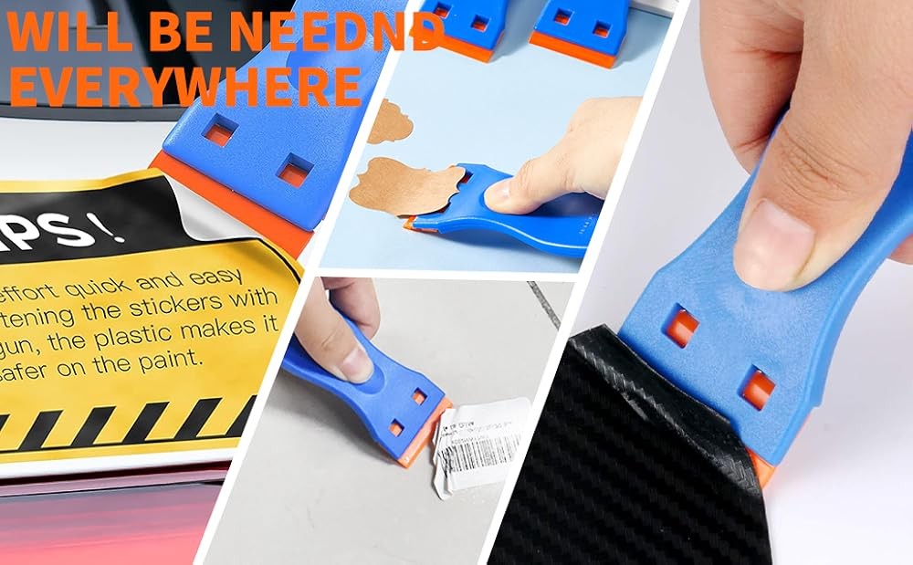 Plastic Blade Scraper and Blades, Remove Label Decal Tool，