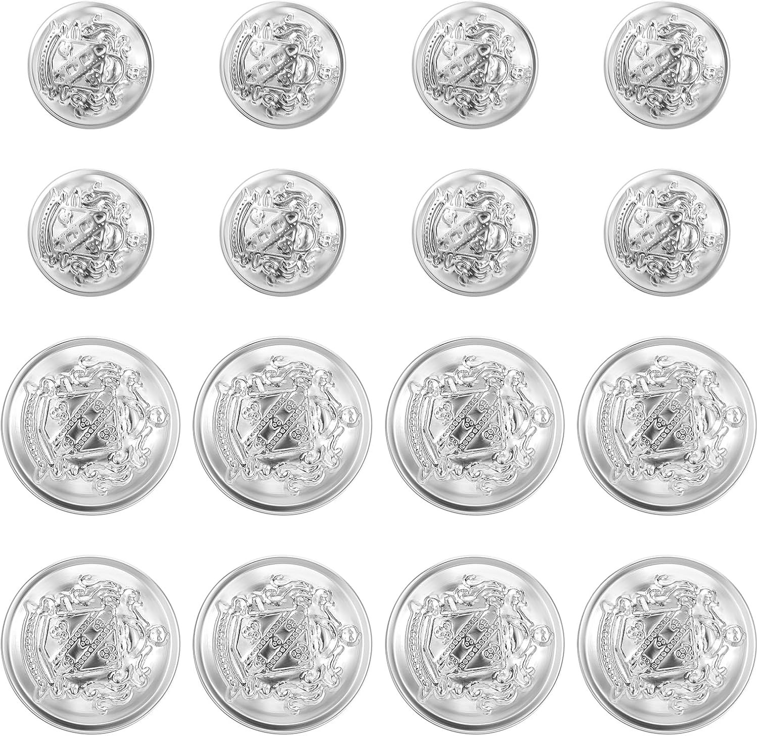 16 PCS Silver Buttons Metal Blazer Button Silver Buttons for Blazers Vintage Rou