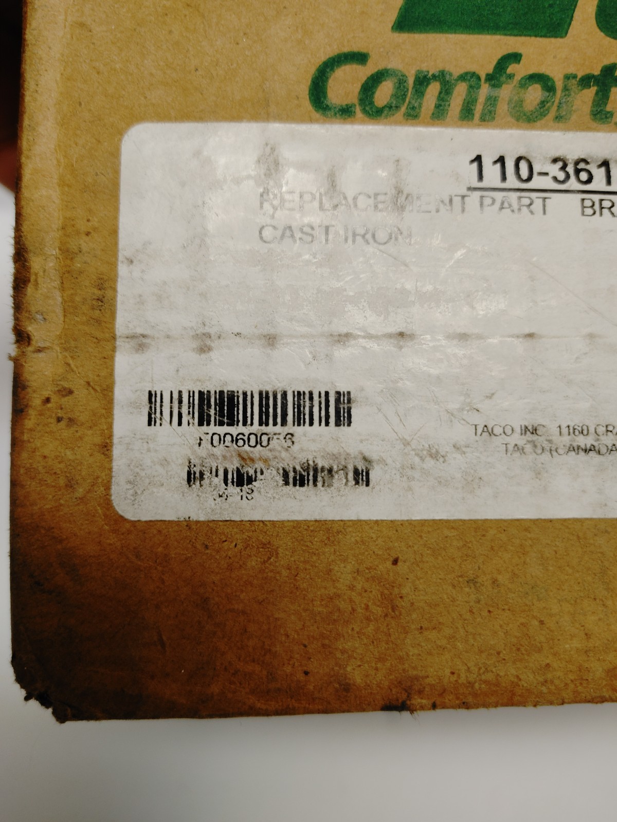 Taco 110-361RP Bracket Assy Cast Iron (SEALED WORN BOX, UNUSED)