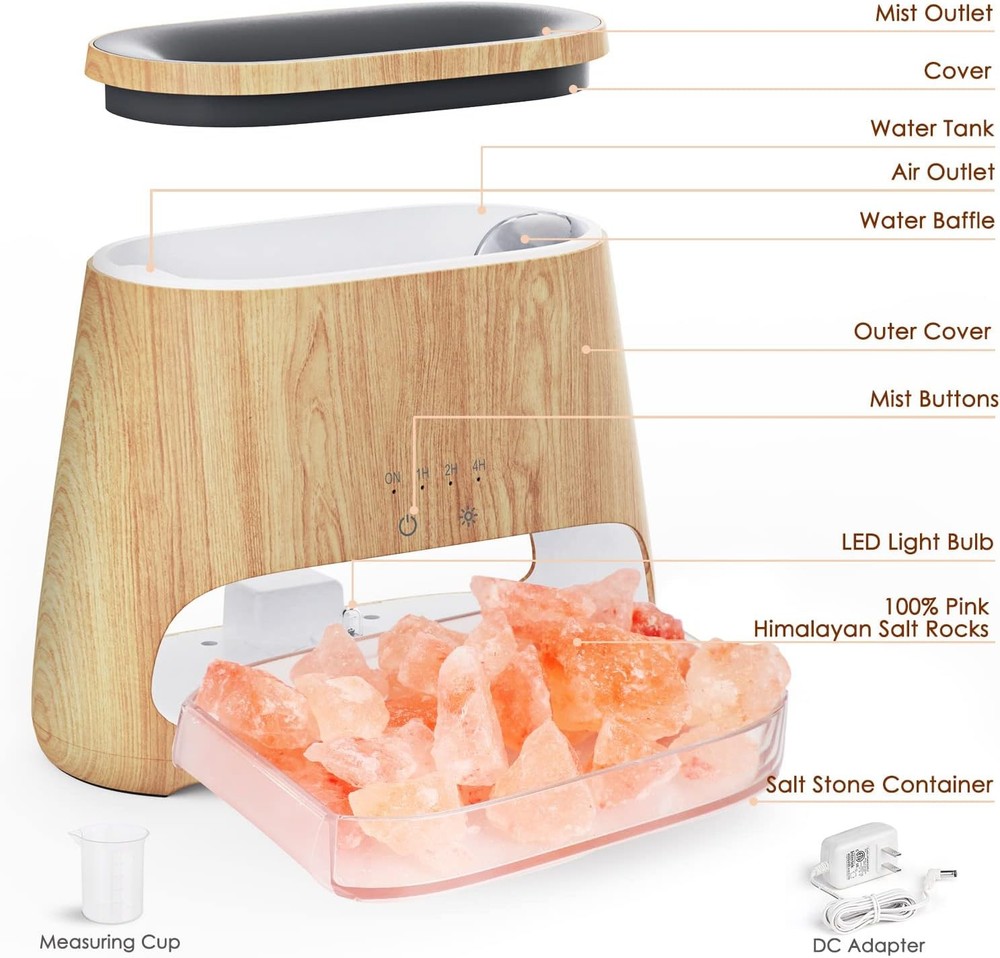 2-in-1 Essential Oil Diffuser & Himalayan Salt Lamp 150ml Humidifier