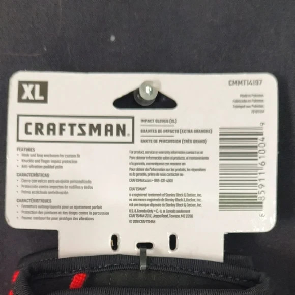 Impact Resistant Work Gloves Padded Palms Hook & Loop Closure CMMT14197 XL