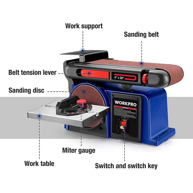 WORKPRO 6 in. Disc Sander & 4 in. x 36 in. Belt Belt Disc Sander w/6pc Sandpaper