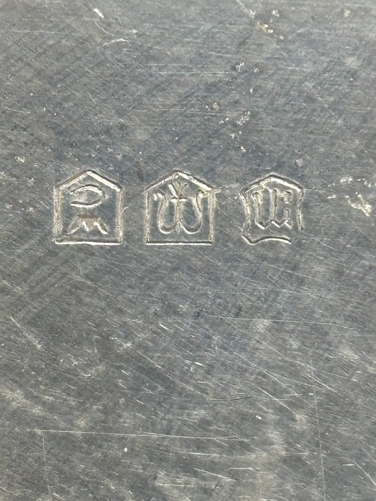 Unbranded Silver Plate Serving Tray with Makers Marks Round with Rope Edge