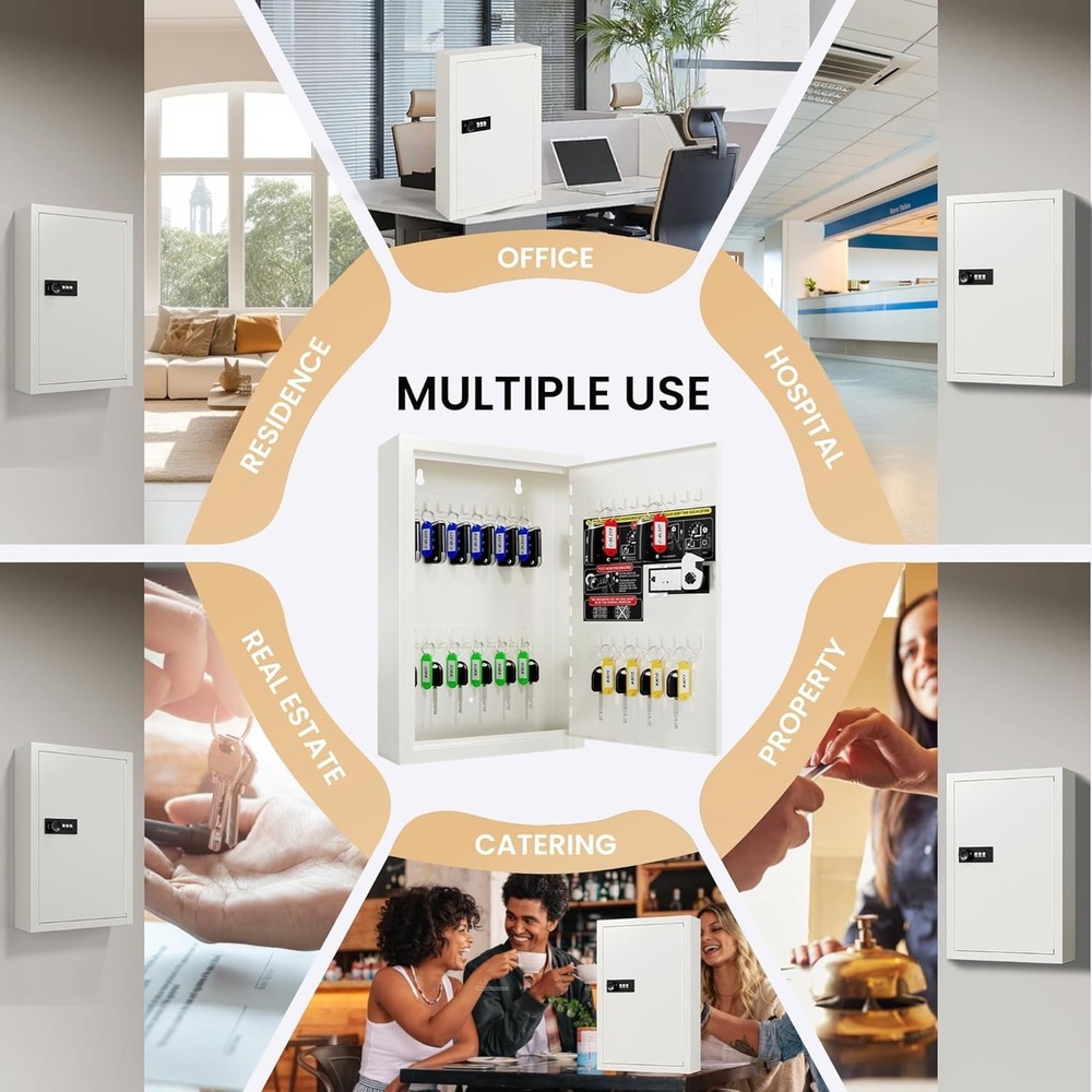 Key Lock Box for Keys with Code, Key Box Wall Mount Cabinet, Resettable Combi...