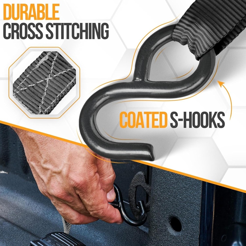 Versatile 4-Pack Ratchet Straps 1650lb Break Strength - Secure Cargo Transport