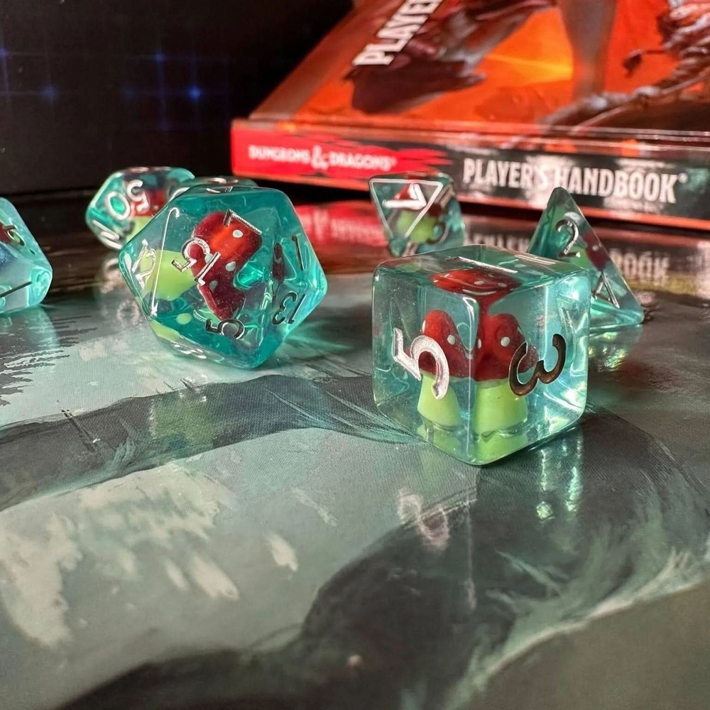 Mushroom Aqua Blue dice