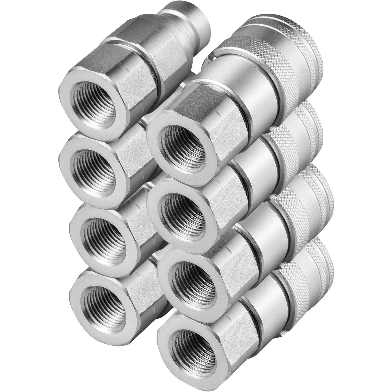 VEVOR 4 Sets 1/2" Flat Face Hydraulic Coupler Quick Connect Skid Steer Bobcat