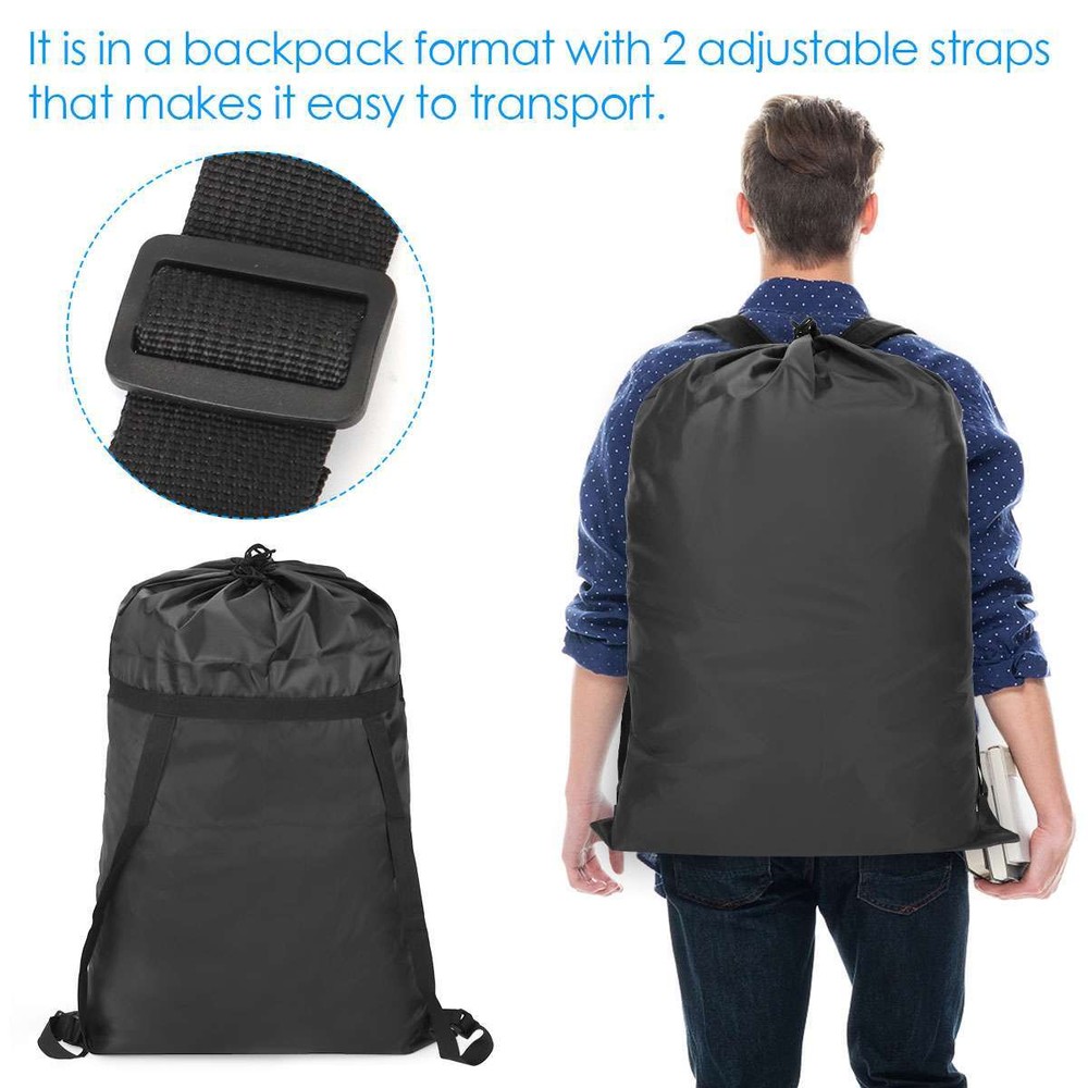 Large Laundry Bag Washing Clothes Storage Adjustable Strap Heavy Duty Drawstring