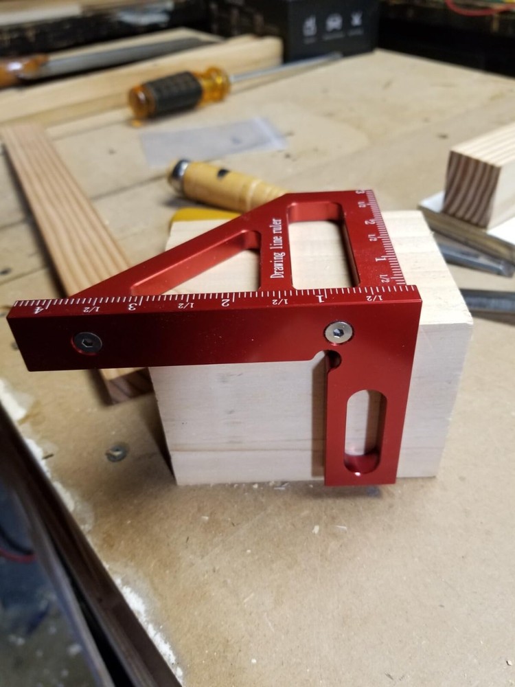 3D Multi Angle Measuring Ruler Precision 45/90 Deg Woodworking Square Protractor