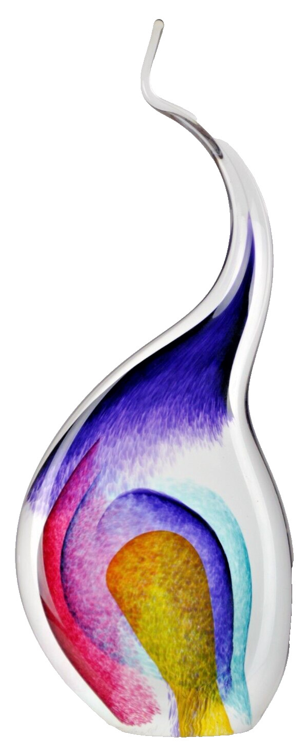 MERIDIAN STREET Art Glass Rainbow Flame Sculpture Hand Blown John McDonald New