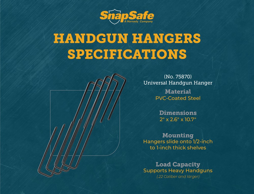 SnapSafe .22 Caliber Handgun Hangers (4 Pack)