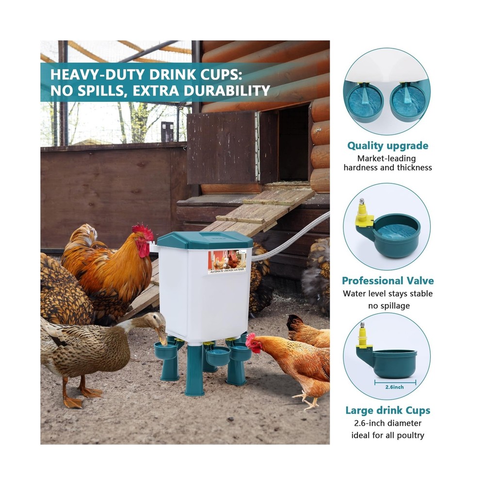 Lilyang Float-Controlled Automatic Chicken Waterer for Continuous F... Fast Ship