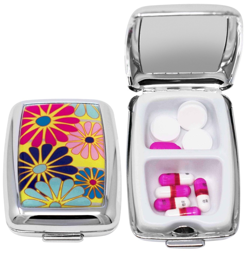 Set of 2 Rectangular Compact Pill Boxes With 2 Compartments