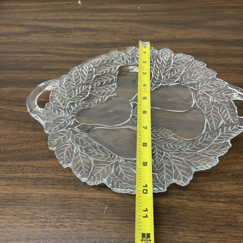 Clear Glass Serving Tray Pear Fruit Design