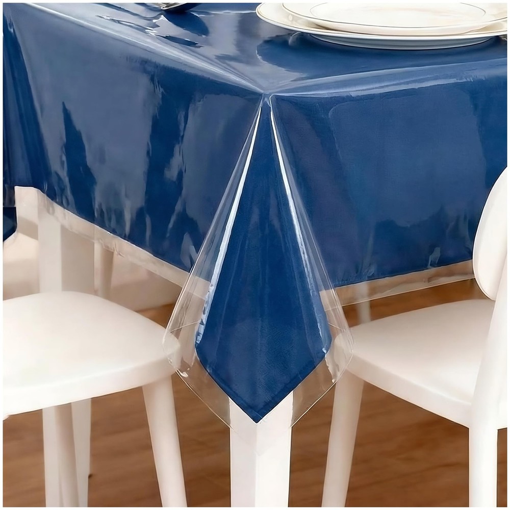 Clear Plastic Tablecloth Protector 100% Waterproof Vinyl Table Cover Rectangl...
