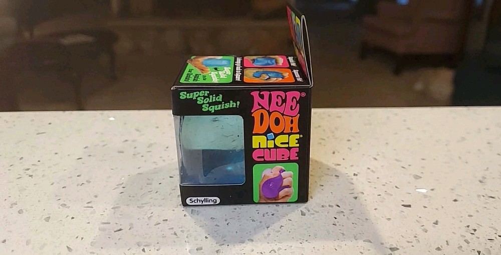 Nee Doh~Nice Cube Super Solid Squish Squeezable Stress Sensory Toy, Blue~SEALED