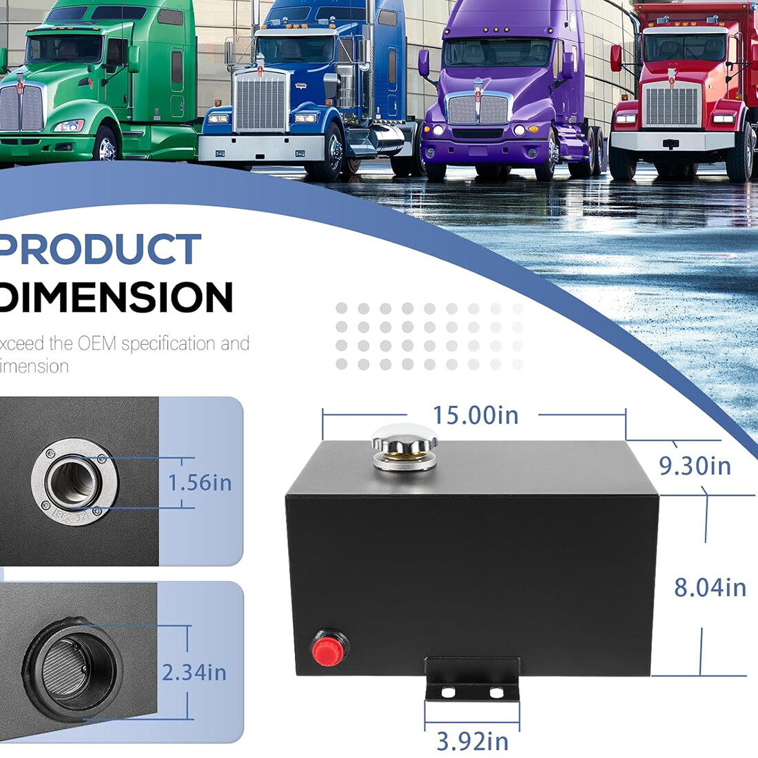 5 Gallon 14 Gauge Steel Hydraulic Fluid Reservoir Tank 1.5" Inlet 0.75" Outlet