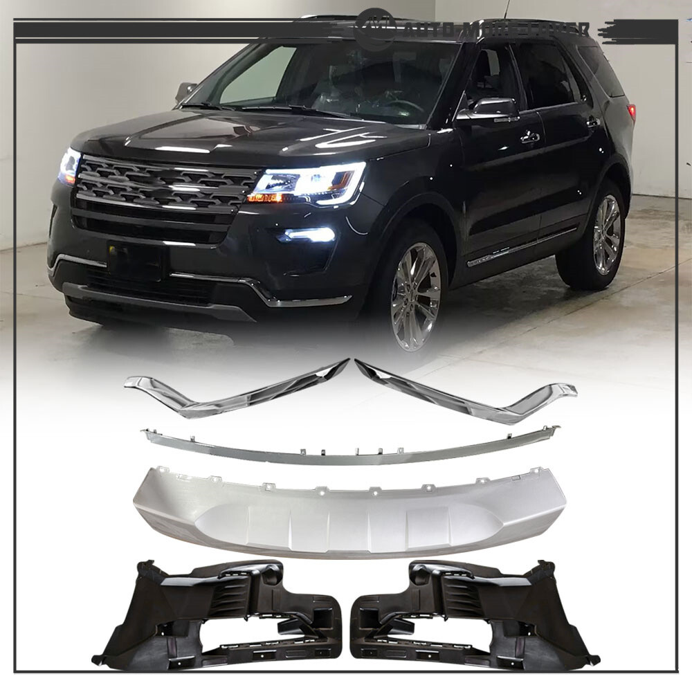 Front Lower Bumper Trim Moldings Kit Chrome For Ford Explorer 2018 2019  Plastic