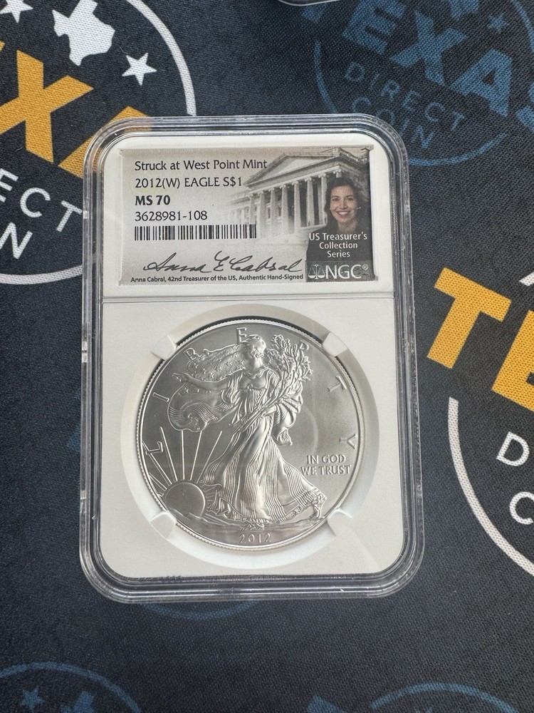2012 (W) SILVER AMERICAN EAGLE NGC MS70 -  ANNA CABRAL SIGNED