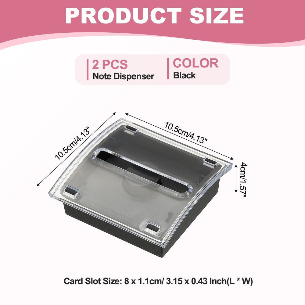 Sticky Note Dispenser, 2Pcs 3x3"Posted Note Holder Sticky Notes, Black