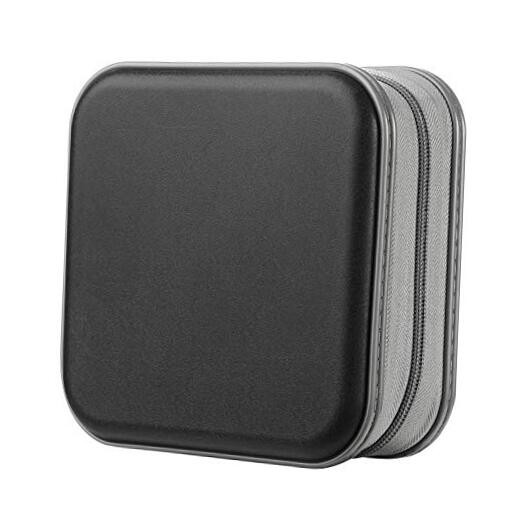 CD Case Hard Plastic DVD Case Portable Zipper CD Case Holder 48 Capacity Black