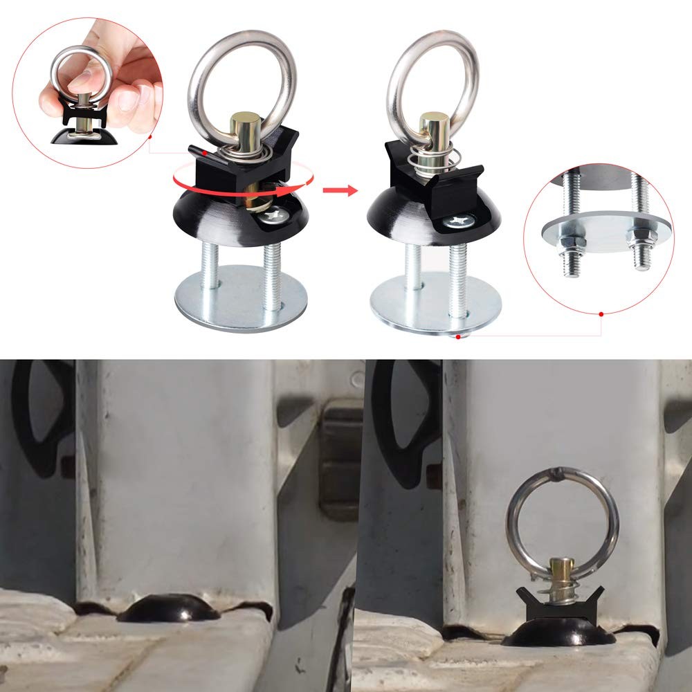 Round Tie Down Anchor Point Kit Bolt on Track Fitting with Quick Release Comp