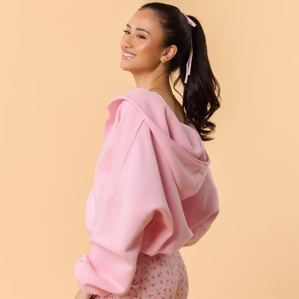 Blogilates Women's Marshmallow Full Zip Hooded Sweatshirt - Pink M