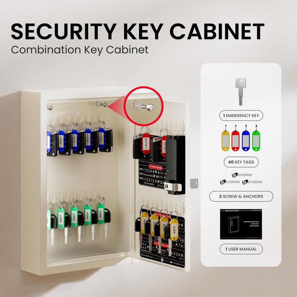 Key Lock Box for Keys with Code, Key Box Wall Mount Cabinet, Electronic Lock,...