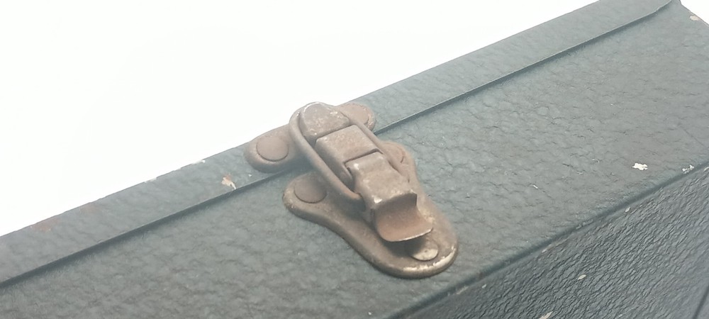 Vintage Small Brown and Sharp Metal Tool Box with Latch