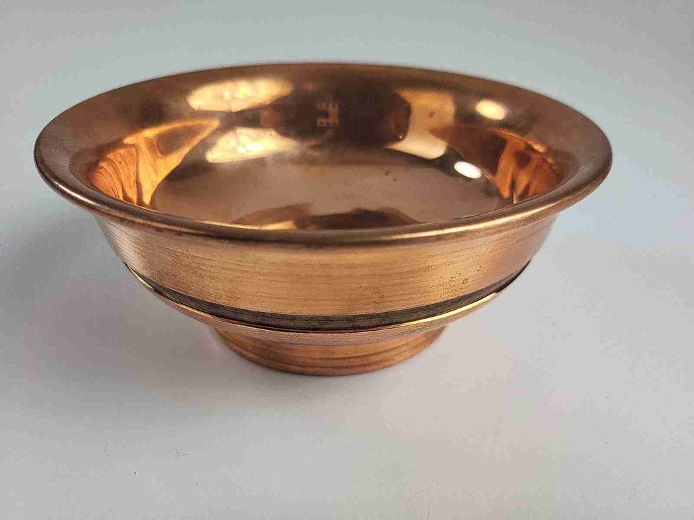 Vintage Solid Copper Bowl Dish With Raised Base 6" Bowl