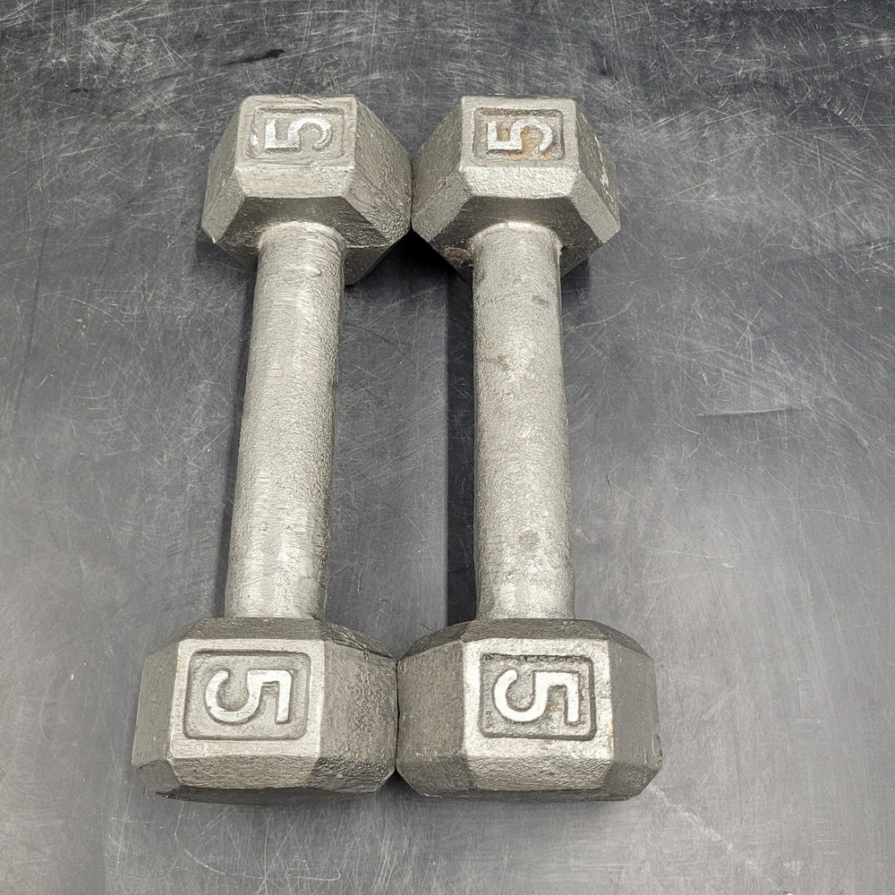 Pair CAP 5lb Hex Dumbbells Cast Iron