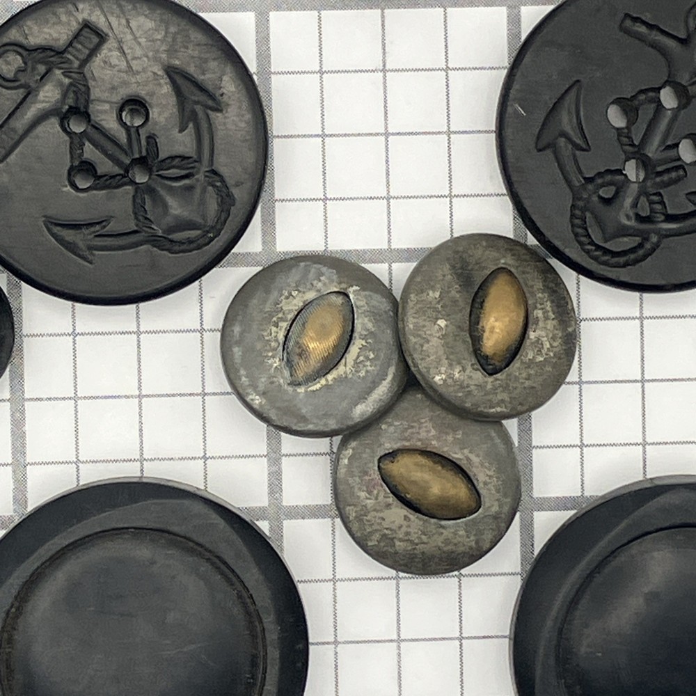 Antique Vintage Button 30 Piece Lot Multiple Sets Grey Blacks