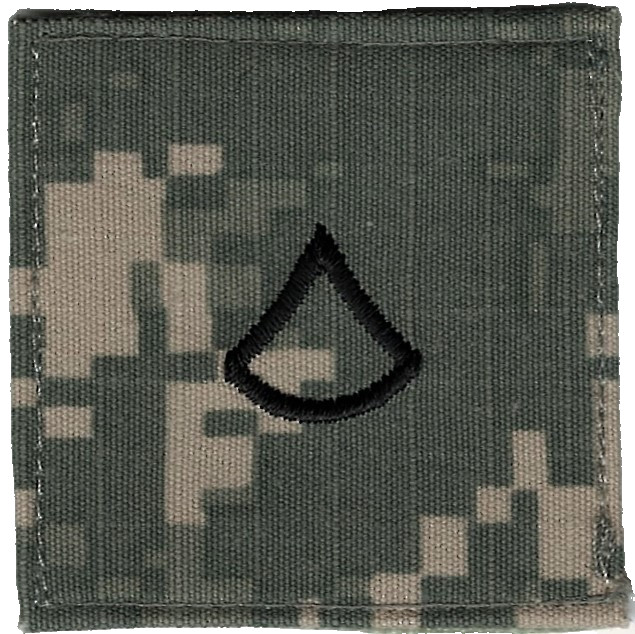 2 ACU PFC Private First Class Rank Patch Hook Back Army (2" in)