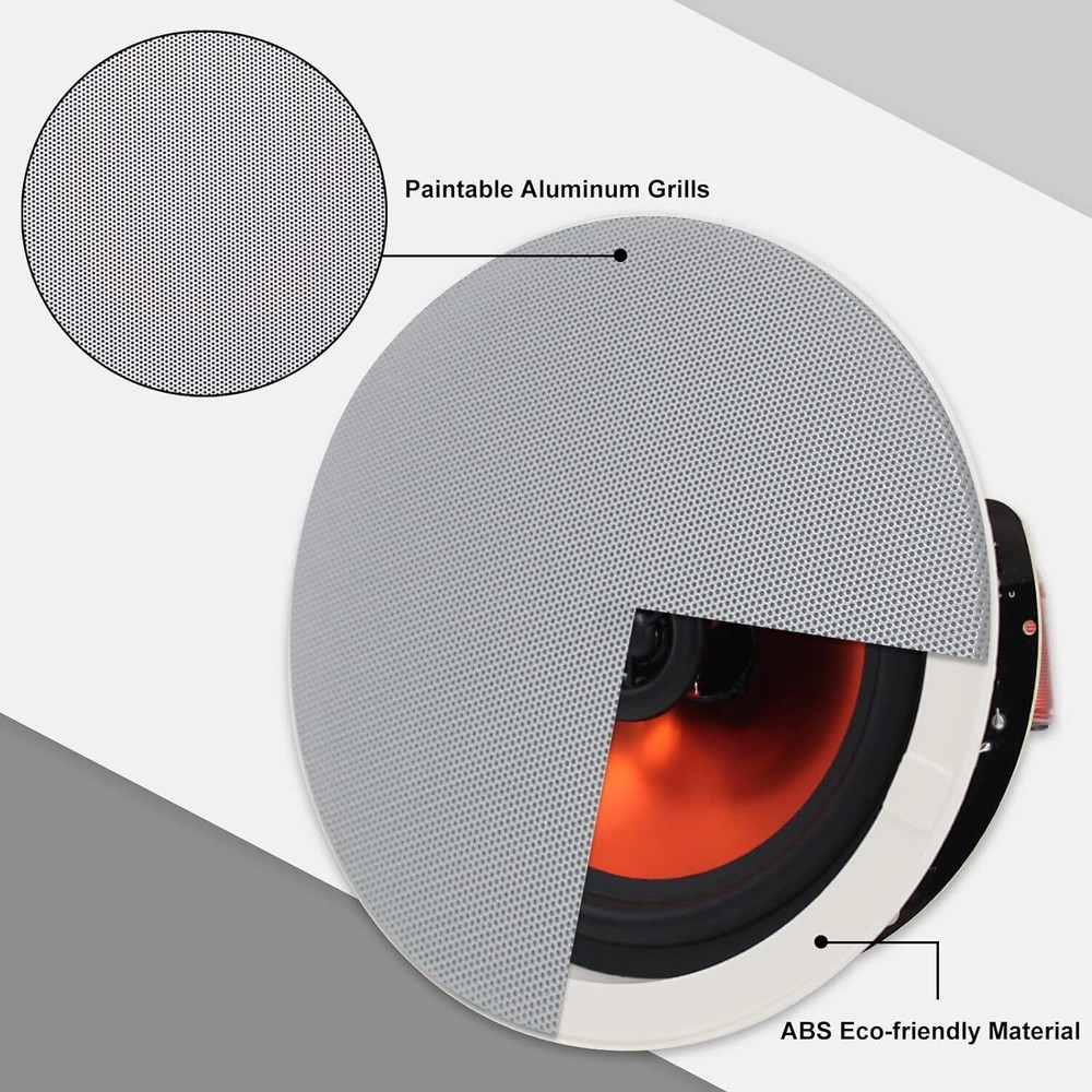 Herdio 6.5" Indoor Bluetooth Ceiling Speakers 300W Flush Mount Stereo System