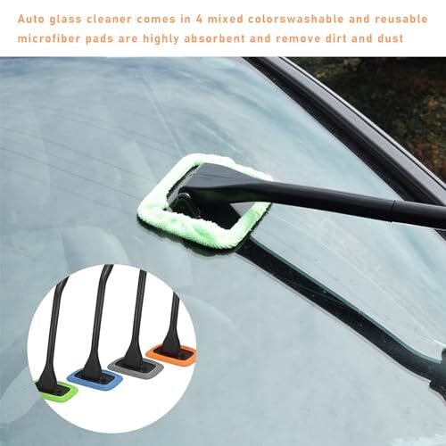 Car Windshield Cleaning Tool, Microfiber Window Cleaner with 4 Washable and