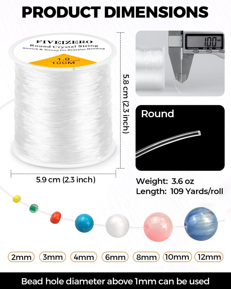 2 Rolls 1mm Round Crystal Clear (2 Pack), Pack)