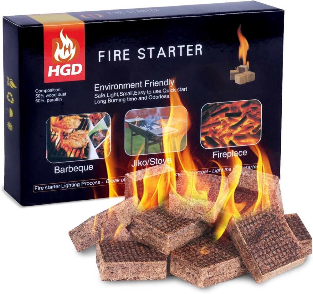 Fire Starter Squares 64, Odorless Fire Starters for Fireplace, Camping