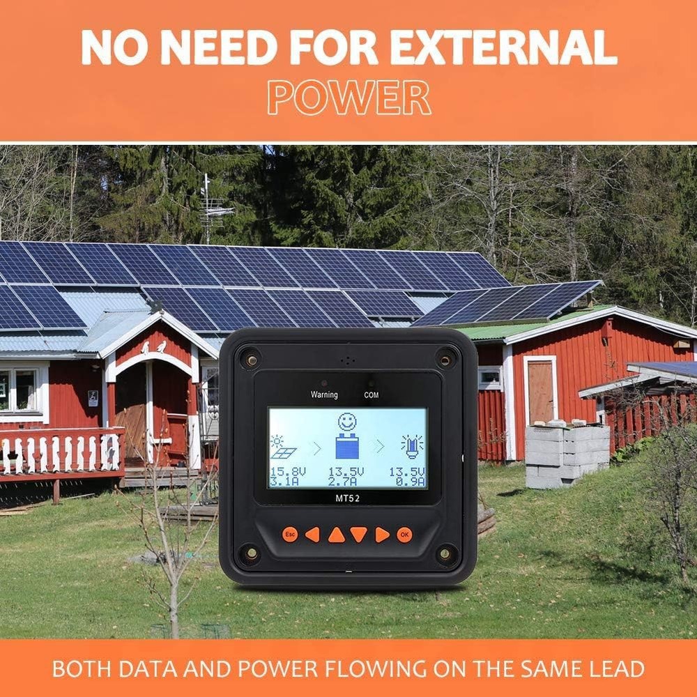 MT-52 Remote Meter MT-52 Solar Controller LCD Display Remote Meter Fit for Tr...