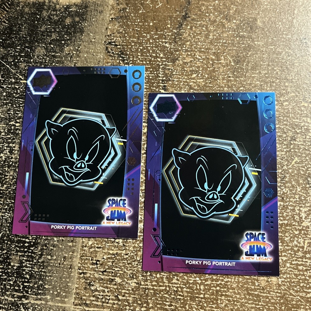 2021 Upper Deck Space Jam PORKY PIG PORTRAIT #38 Base + Blue Parallel Bundle Lot