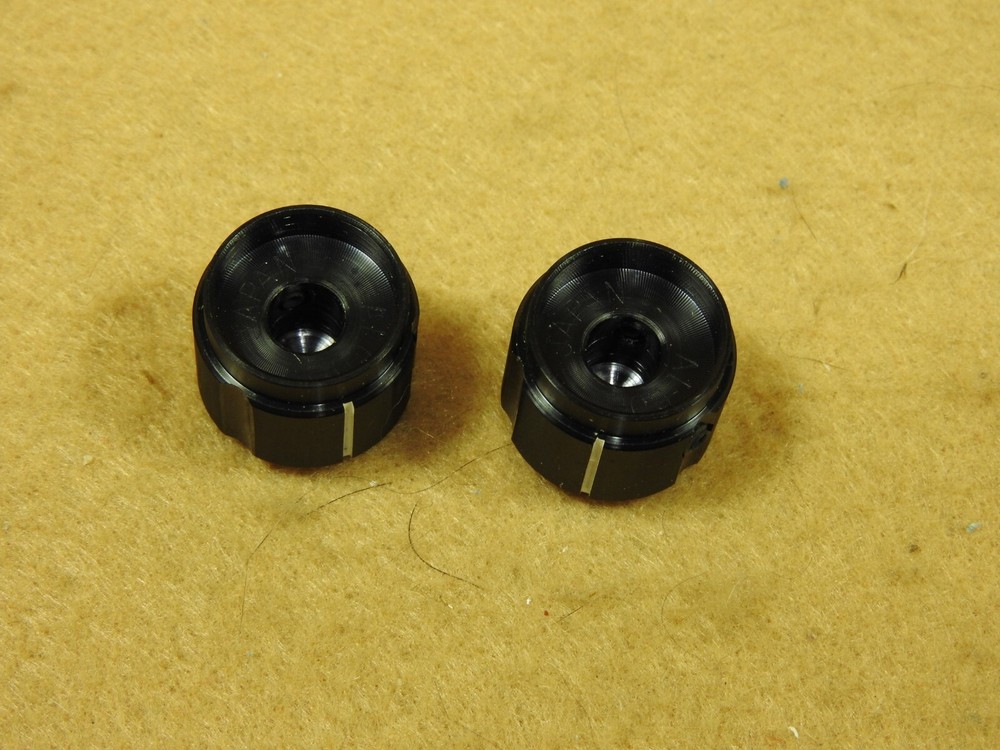 Lot of 2 Nice Aluminum Control Knobs, Black, 3/4" Diam, Black, Pointer - New