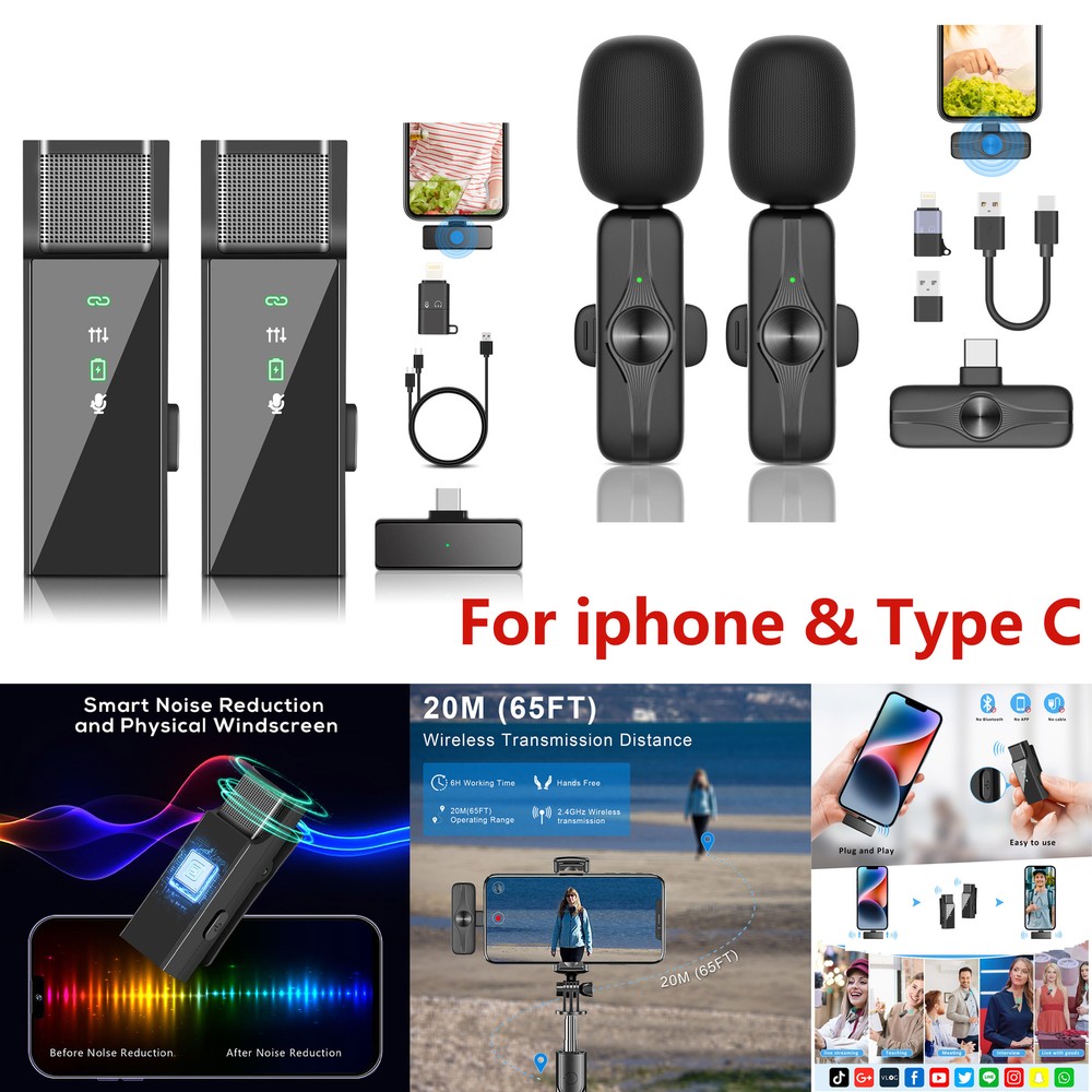 Lavalier Microphone Wireless Audio Video Recording Mini Mic For Android/iphone