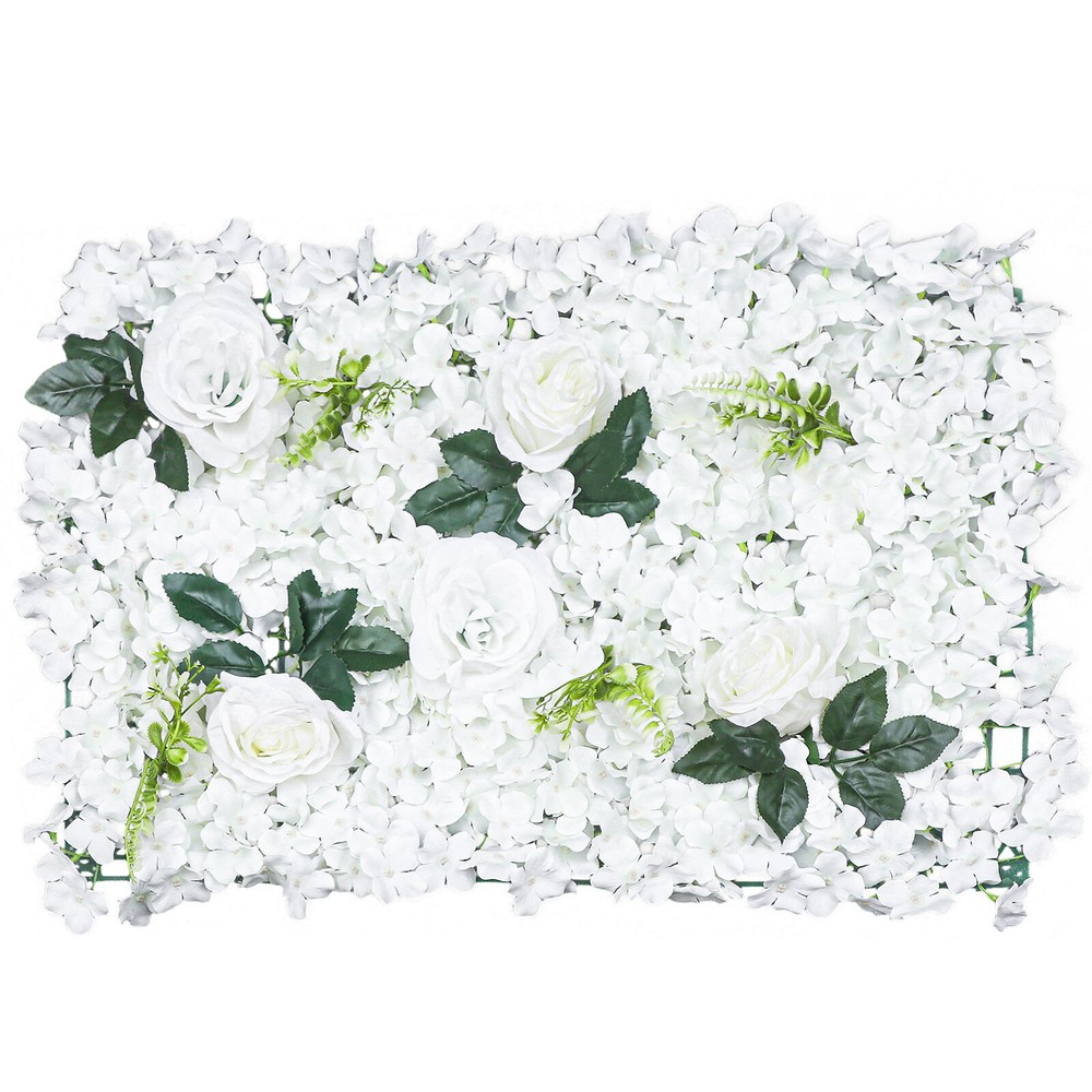 6 Pcs Hydrangea Rose Flower Wall Panel Wedding Party Backdrop Home Decor White