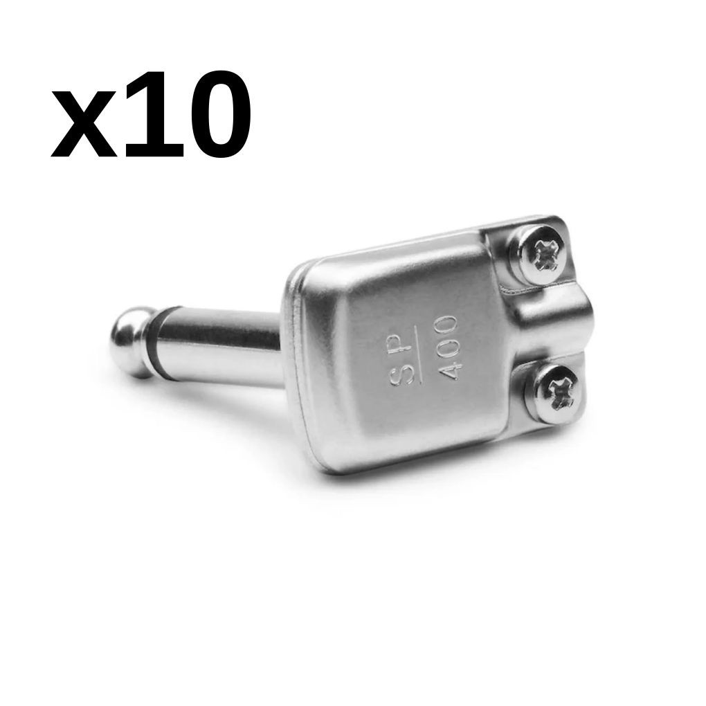 10 Pack - Squareplug SP400 Low Profile Right Angle TS Plug, Nickel