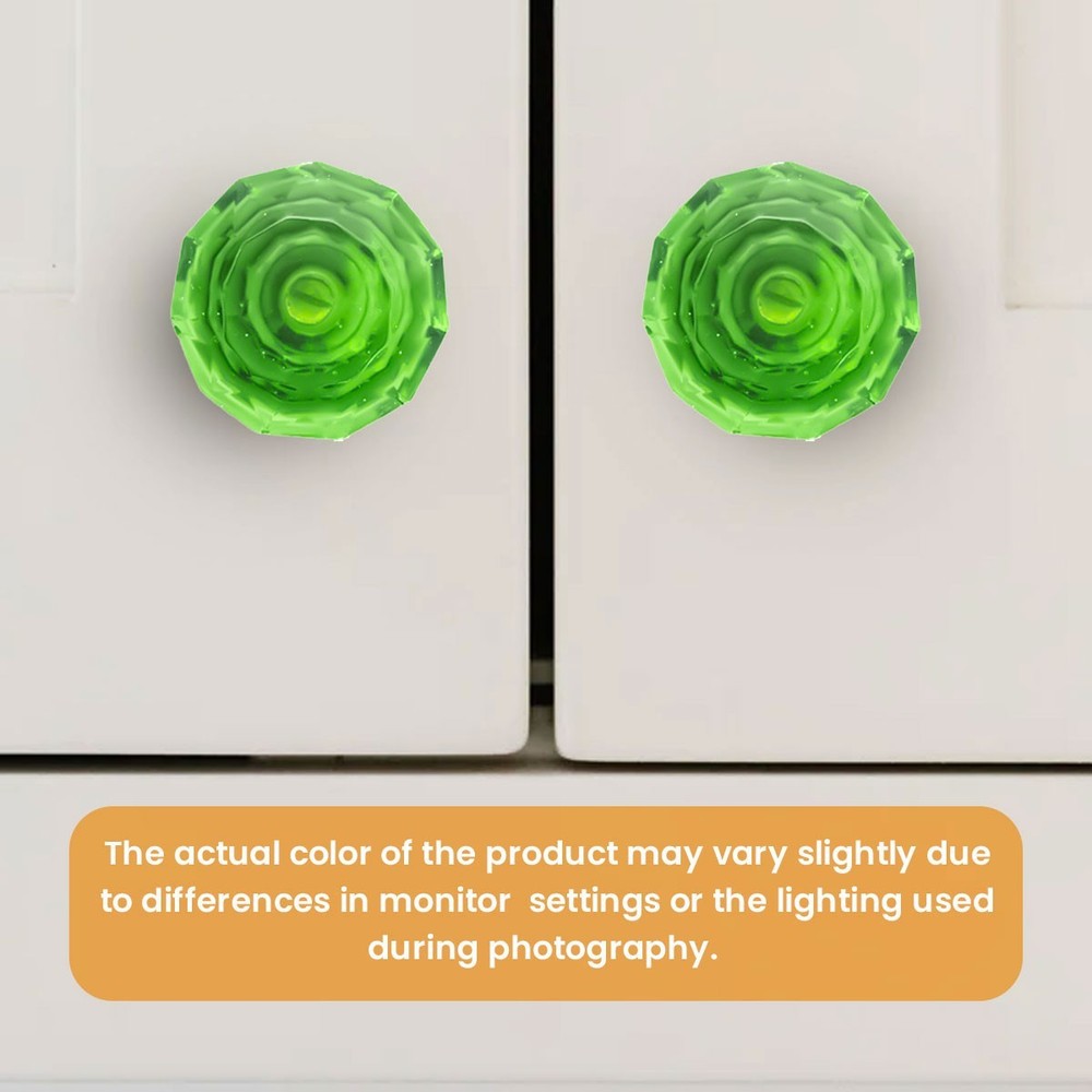 6-Pack Emerald Green Glass Knobs - Large, Medium, Small Faceted Crystal