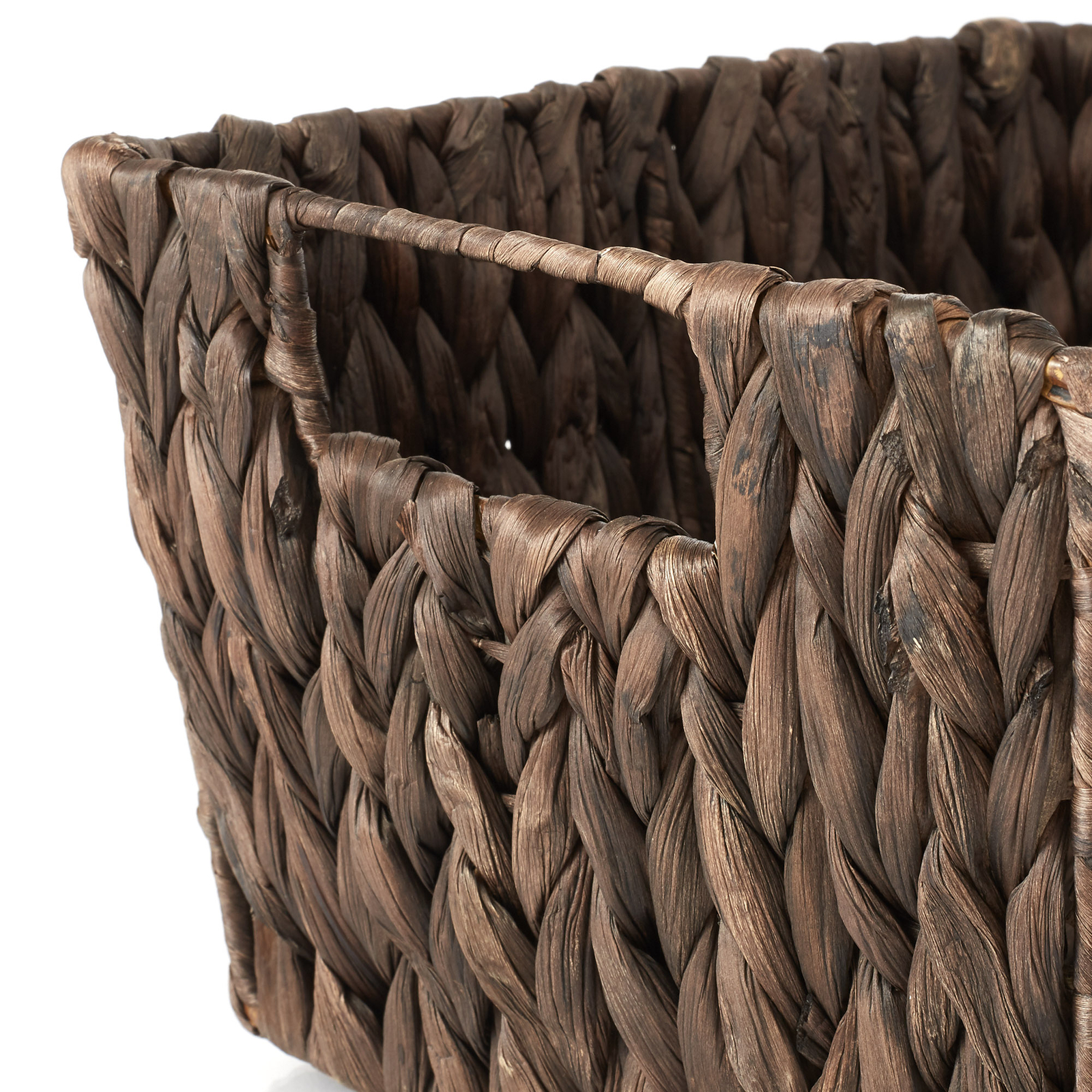 Set of 4 Hyacinth Storage Baskets with Handles 12x9x6, Wicker Bins for Shelves