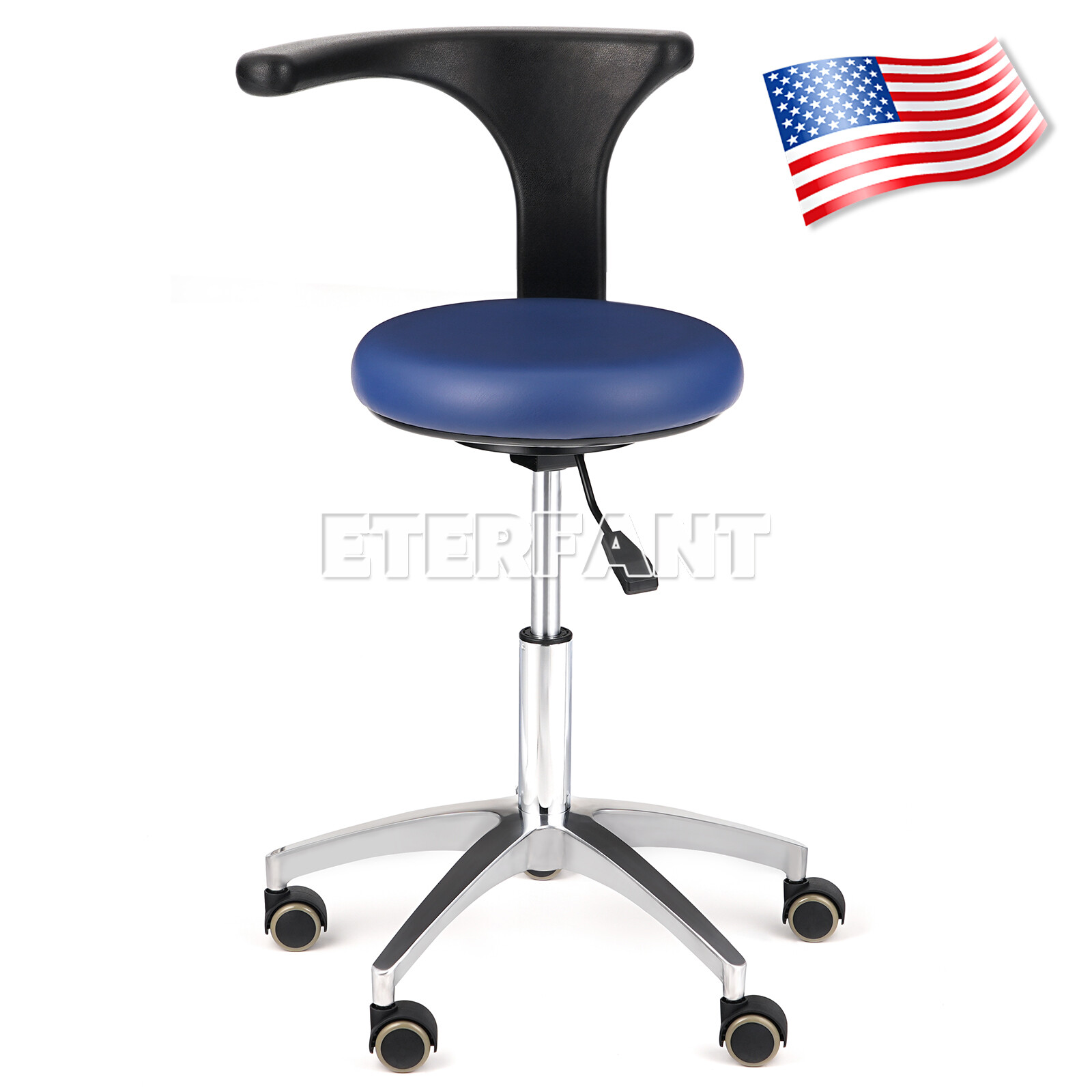 Dental Doctor Assistant Stool Mobile Chair Adjustable Height PU Leather ETERFANT