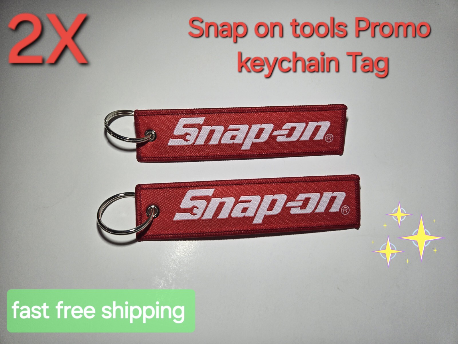 2Pack Snap On Tools PROMO Keychain Tag Lanyard Jet RED 5" X 1" W/KEYRING NEW!!!!